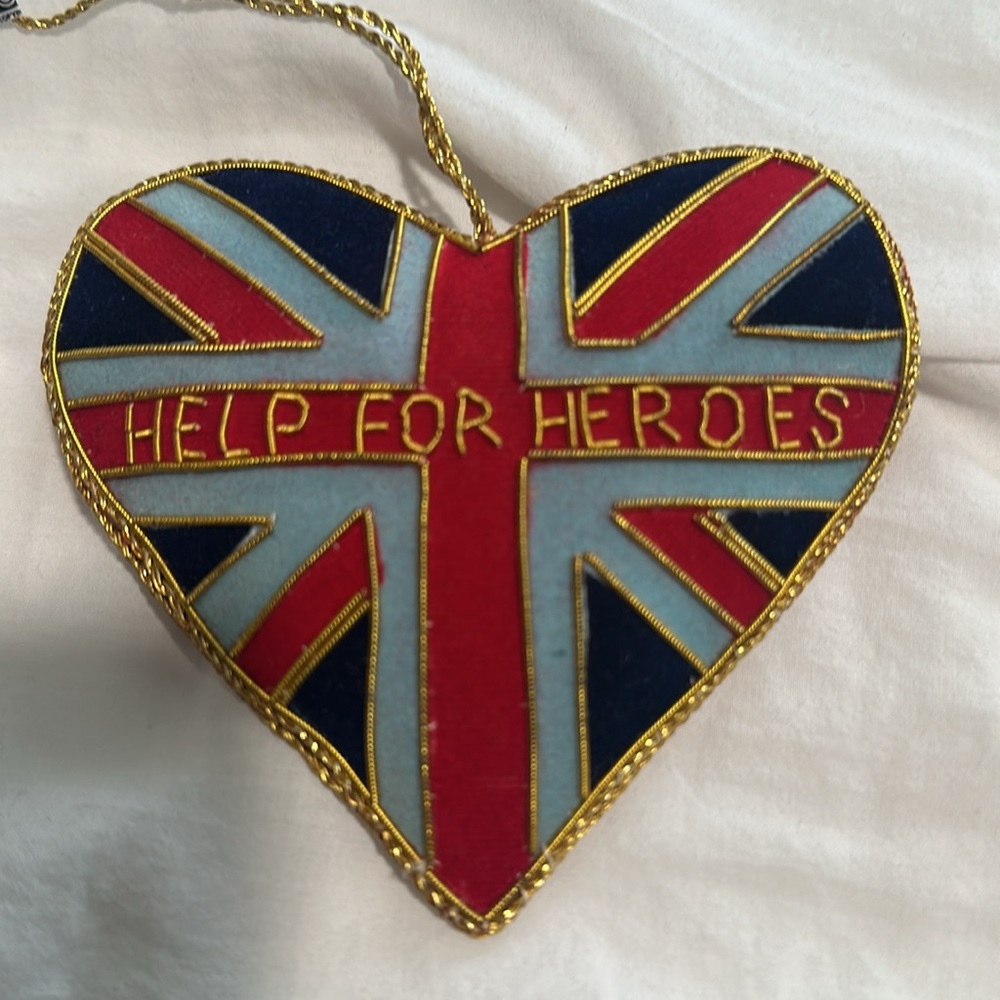 St. Nicolas Help for Heros Union Jack Heart Ornament